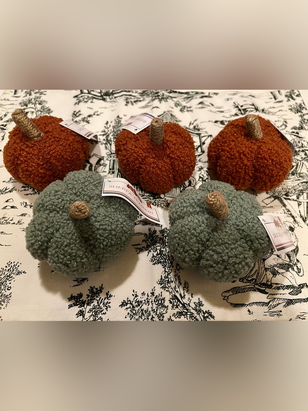 NWT LOT OF 5 SHERPA MINI PUMPKINS.
